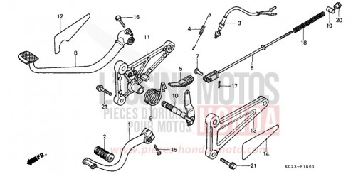 PEDALE DE CHANGEMENT/PEDALE DE FREIN CM125CN de 1992
